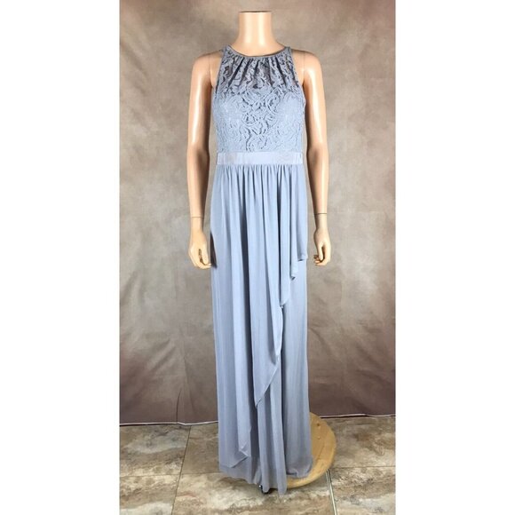 ADRIANNA PAPELL Lace & Chiffon Gray Gown NEW Size 6 - Picture 6 of 9